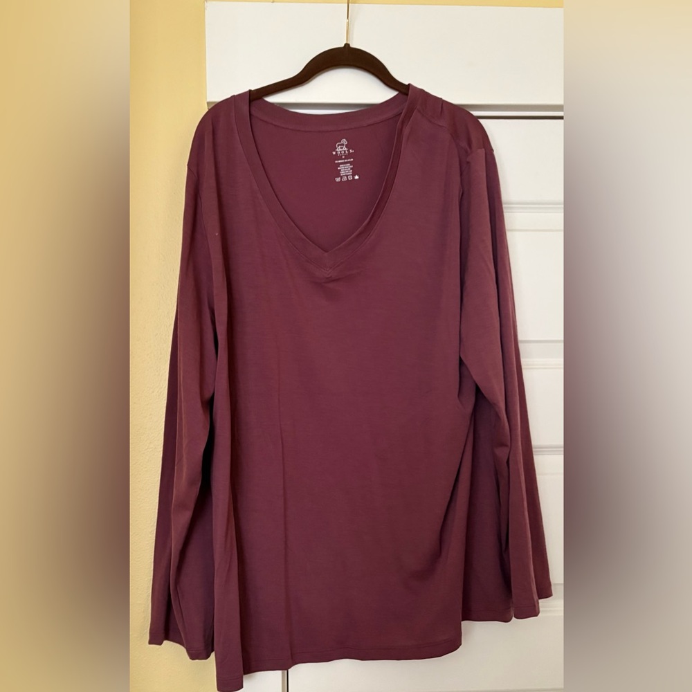 Woolx Long Sleeve V-Neck Top - new - size 1X